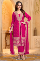 Elegant Rani Pink Georgette Slit Cut Suit for weddings and special occasions