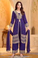 Elegant Purple Georgette Slit Cut Suit for festive and party wear