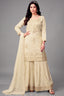 Cream Crepe Silk Sequin Embroidered Sharara Suit