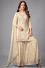 Cream Crepe Silk Sequin Embroidered Sharara Suit