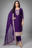Purple Art Silk Straight Cut Suit with Sequin and Embroidery Work