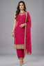 Rani Pink Art Silk Straight Cut Suit with Sequin and Embroidery Work