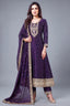 Purple Art Silk Anarkali Suit with Sequin and Embroidery Work