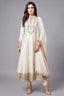 Pearl White Art Silk Anarkali Suit with Sequin and Embroidery Work