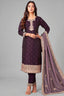 Dark Purple Art Silk Sequin Worked Straight Cut Suit
