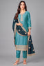 Sky Blue Art Silk Straight Cut Sequin Work Suit