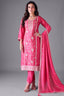Pink Art Silk Embroidered Straight Cut Suit