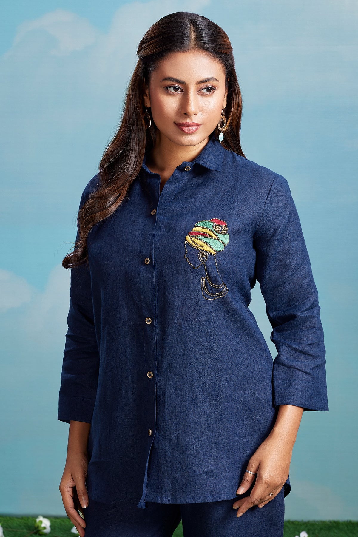 Navy Blue Linen Co-Ord Set