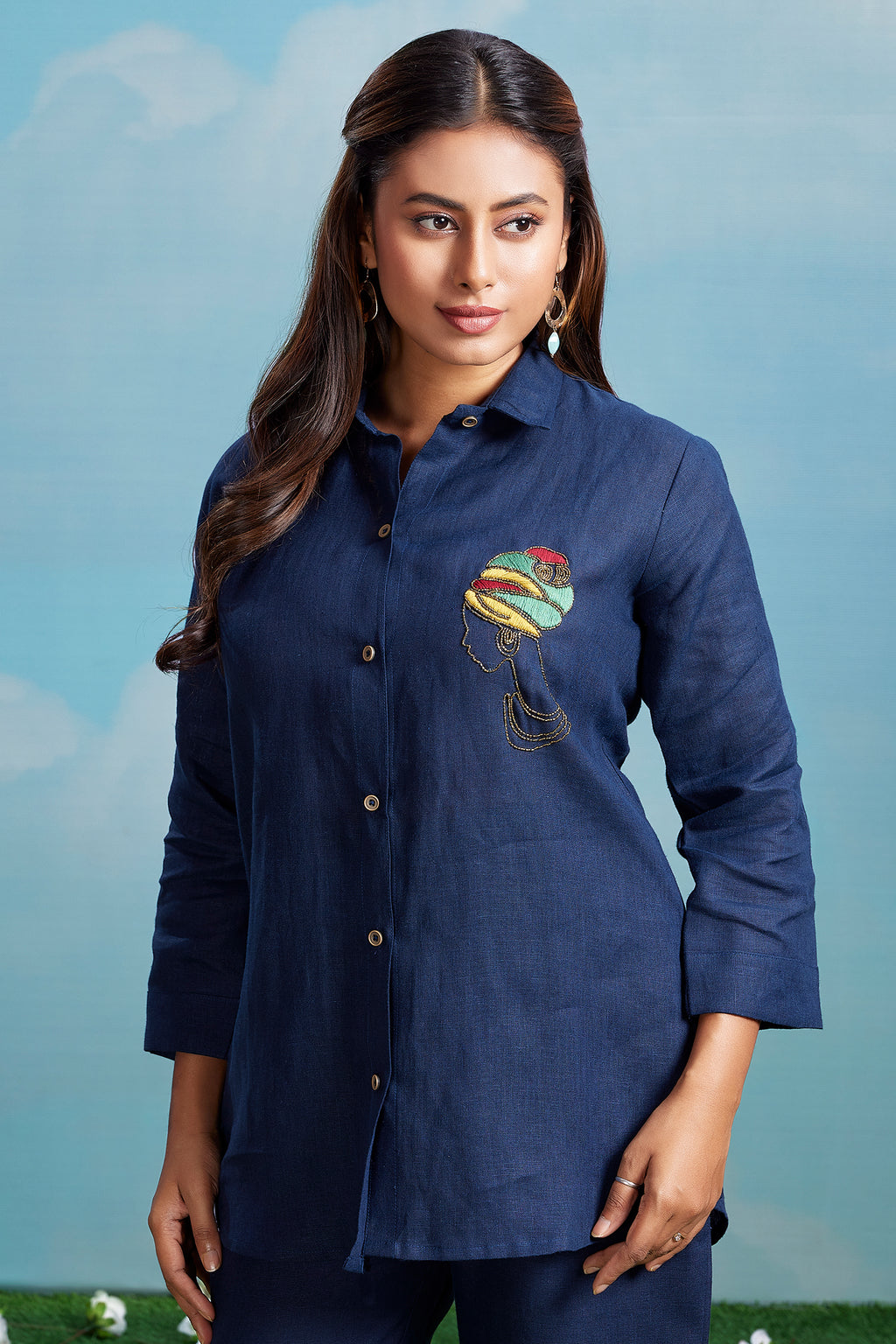 Navy Blue Linen Co-Ord Set