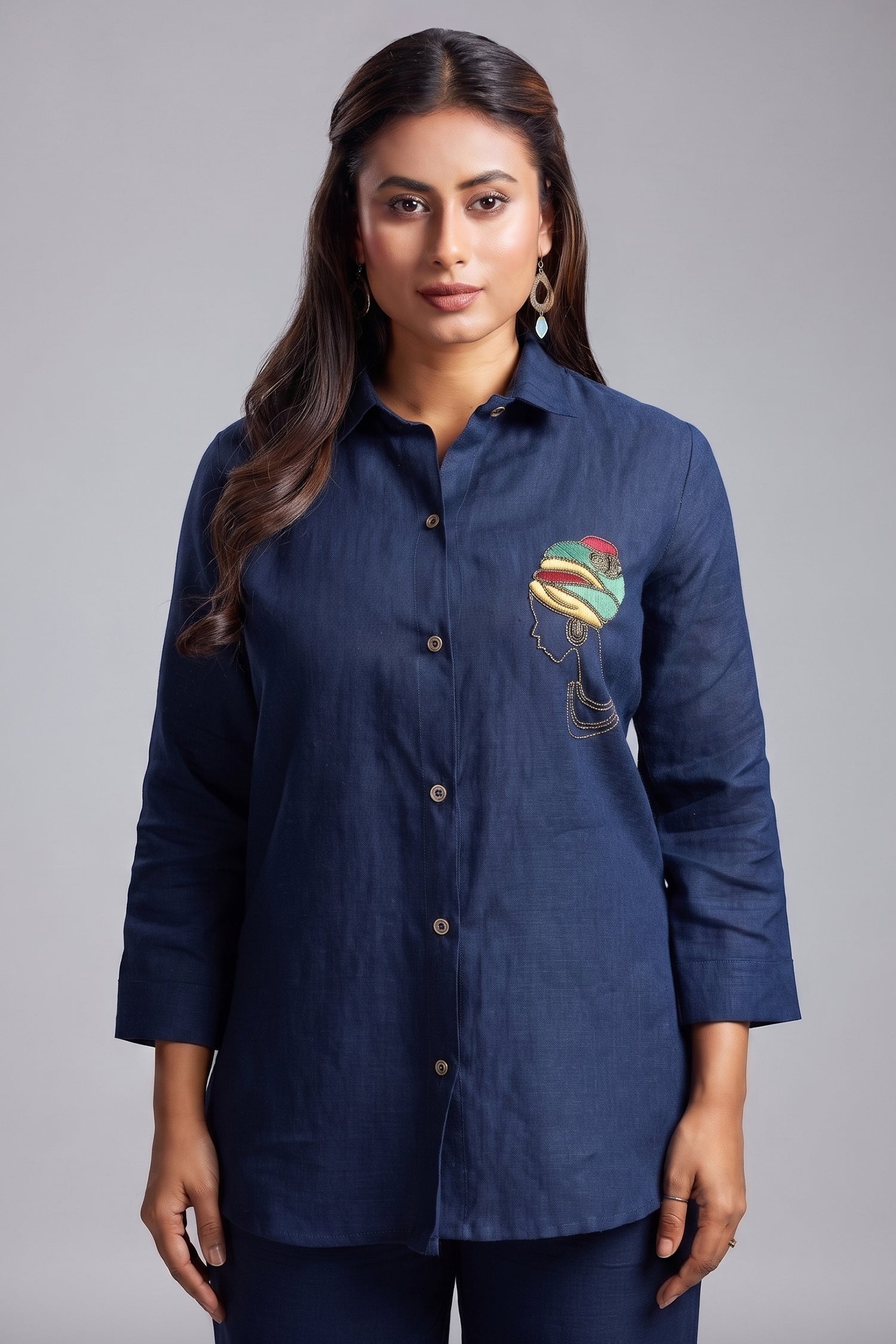 Navy Blue Linen Co-Ord Set Secondary image