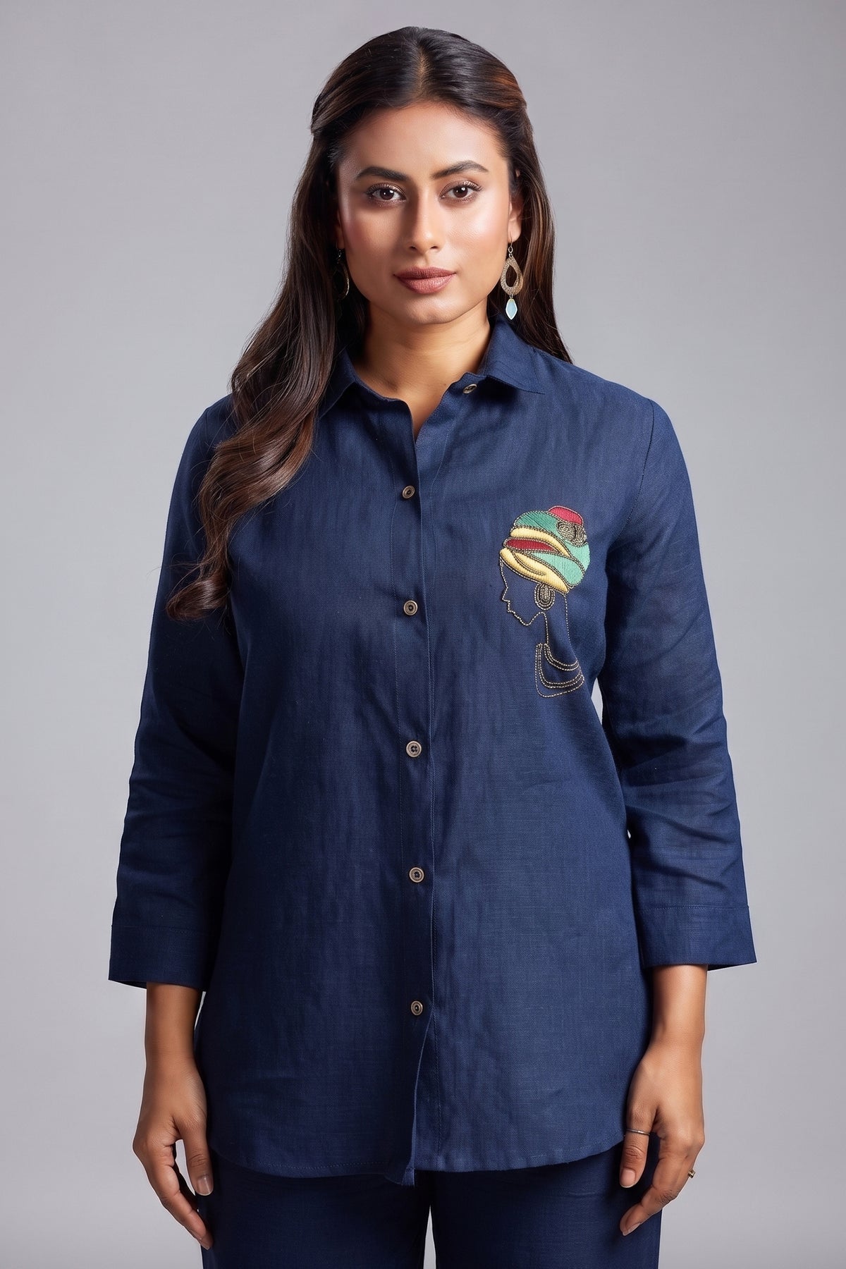 Navy Blue Linen Co-Ord Set
