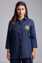 Navy Blue Linen Co-Ord Set