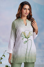 Multi Colored Linen Flower Motif Co-Ord Set