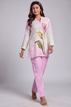 Multi Colored Linen Flower Motif Co-Ord Set