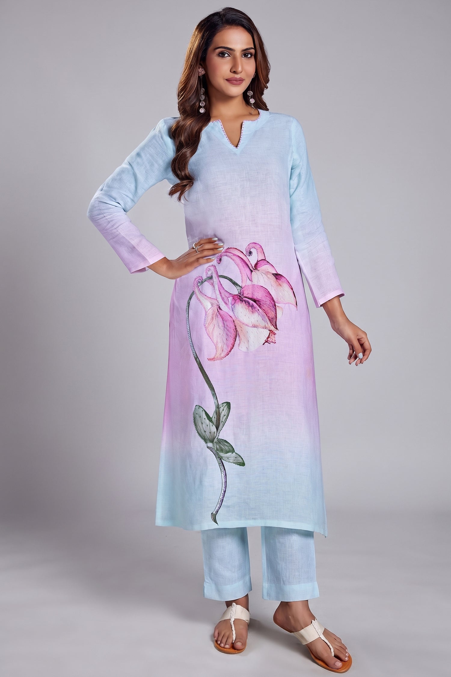 Multi Colored Floral Printed Straight Cut Co-Ord Set Main image