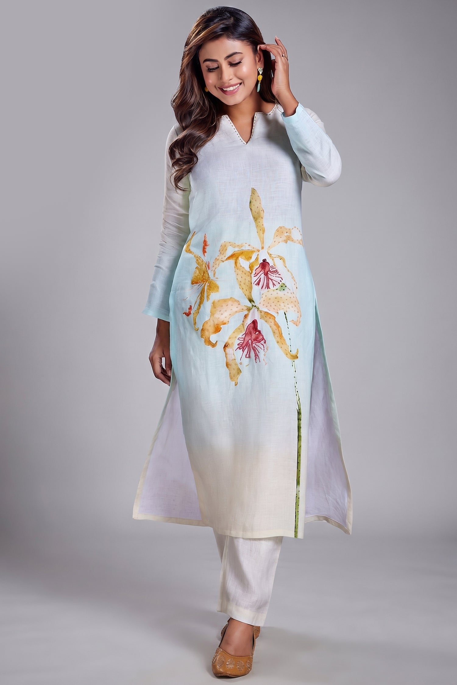 Multi Colored Floral Printed Straight Cut Co-Ord Set Main image