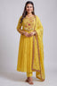 Yellow Cotton Mul Floral Embroidered Anarkali Kurta Set