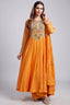 Orange Cotton Mul Mirror Embroidered Bodice Kurta Set