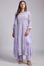 Lavender Purple Mul Cotton Thread Embroidered Slit Cut Kurta Set