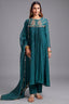 Teal Green Mul Cotton Sequin Embroidered Anarkali Set