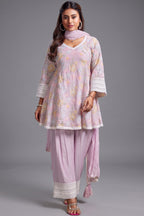 Light Pink Mul Cotton Floral Embroidered Salwar Set