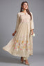 Ivory White Mul Cotton Floral Motif Flared Anarakli Set