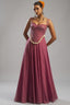 Dusty Pink Georgette Sweet Heart Neck Mirror Embroidery Co-Ord Set with Shells