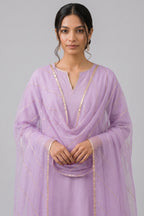 Lilac Purple Gotta Lace Cotton Straight Cut Suit