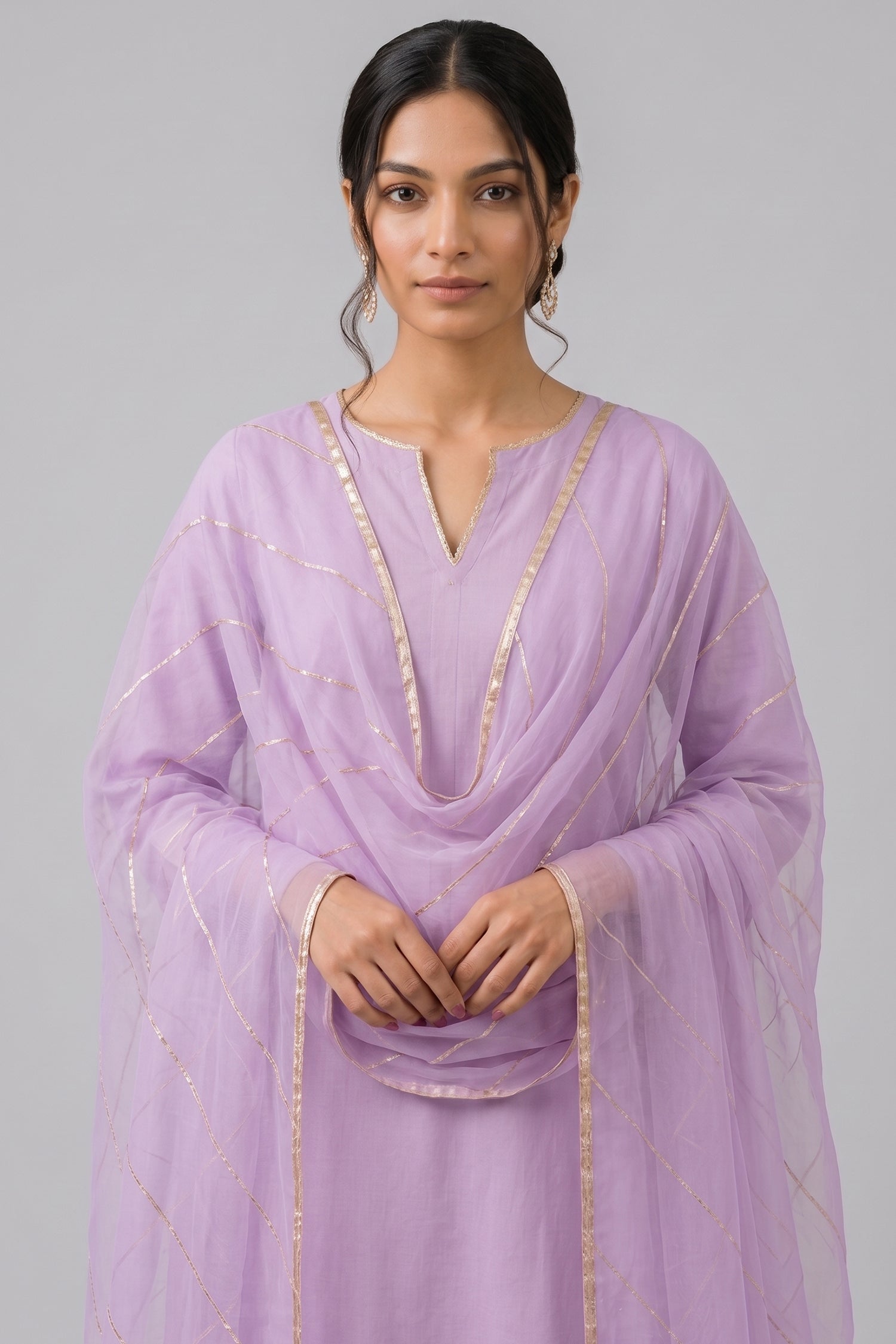Lilac Purple Gotta Lace Cotton Straight Cut Suit