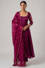 Purple Organza Flared Anarkali Suit with Scalloped Dupatta