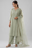 Sage Green Straight Suit with Sheer Embellished Dupatta