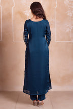 Deep Teal Cutout Neck Straight Cut Suit