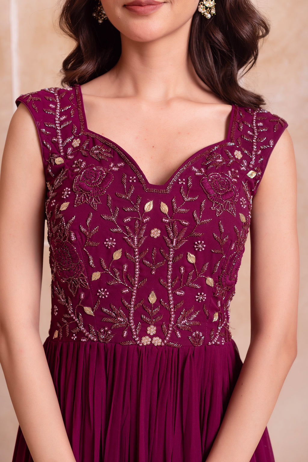 Purple Georgette Tiered Anarkali Suit with Dupatta