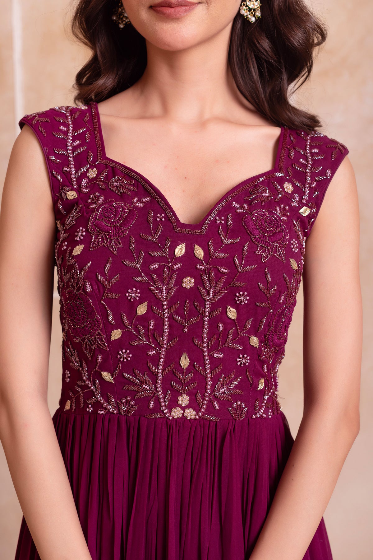 Purple Georgette Tiered Anarkali Suit with Dupatta