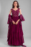 Purple Georgette Tiered Anarkali Suit with Dupatta