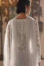 Ivory Silver Net Embroidered Suit
