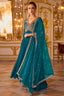 Ocean Jade Blue Flared Anarkali Suit with Embroidered Neckline