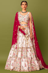 Off White Georgette Handworked Lehenga