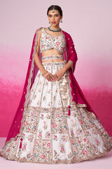 Off White Georgette Handworked Lehenga