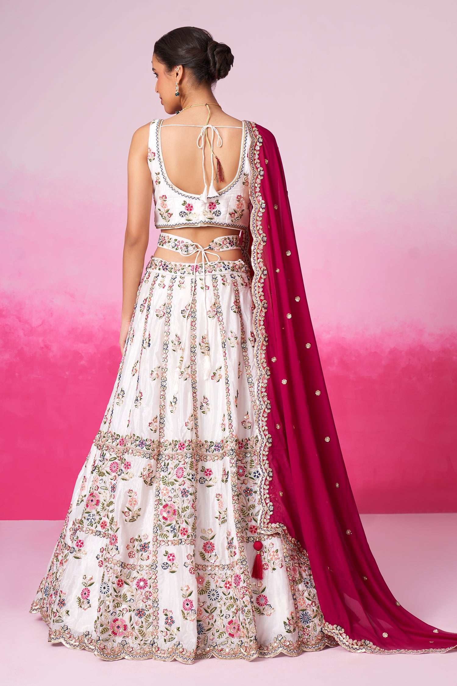 Off White Georgette Handworked Lehenga