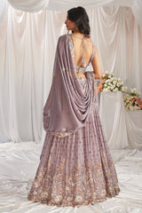 Mauve Georgette Sequinned Lehenga
