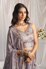 Mauve Georgette Sequinned Lehenga
