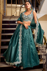 Rama Blue Crush Tissue Flared Lehenga