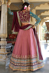 Dusty Pink Georgette Embroidered Lehenga
