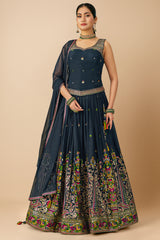 Black Georgette Lehenga with Long Blouse