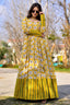 Yellow Muslin Printed Anarkali Kurti - yellow muslin saree