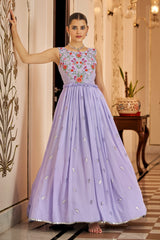 Light Purple Georgette Kurti with Embroidery