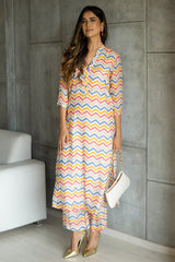 Multi Colored Muslin Zigzag Printed Kurti