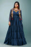 Blue Flared Anarkali Kurti in Georgette with Embroidery - red georgette saree embroidery