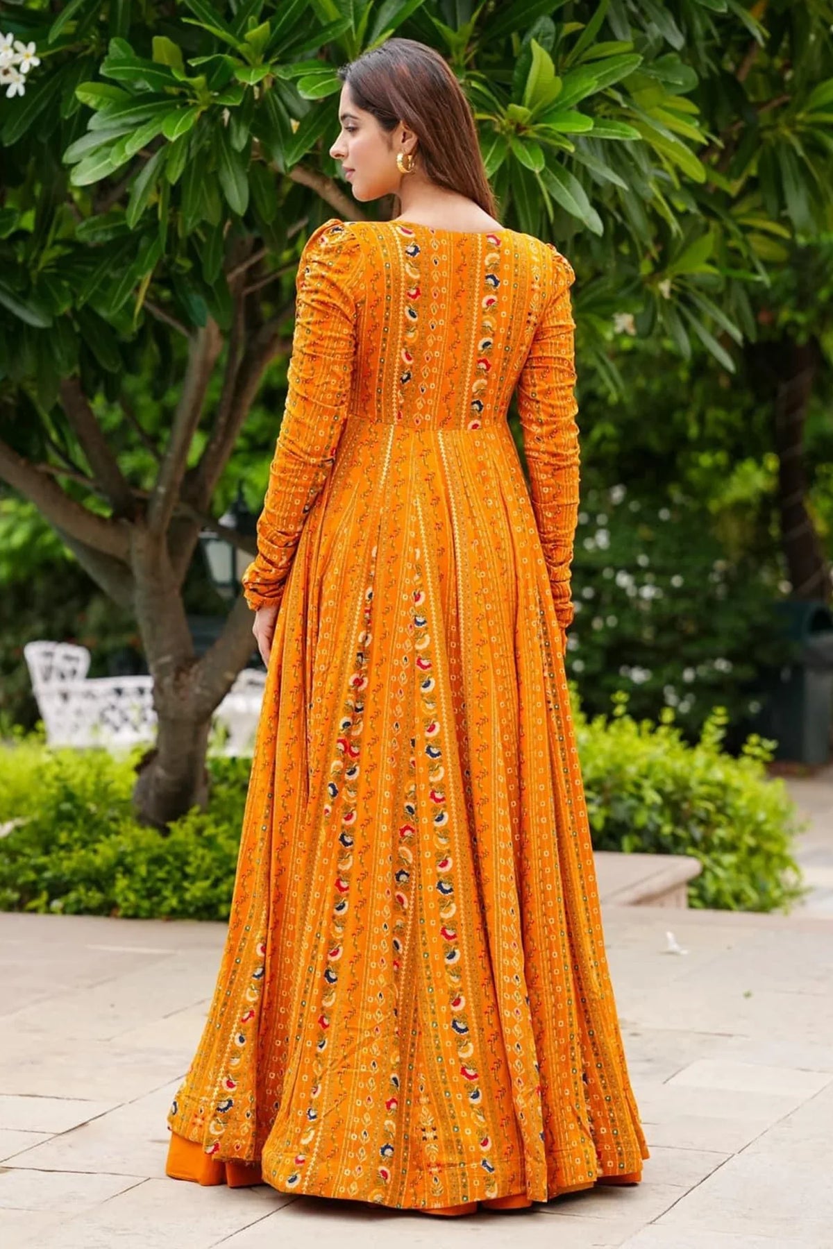 Orange Crop Top Lehenga Set in Georgette with Printed Long Shurg - orange georgette saree
